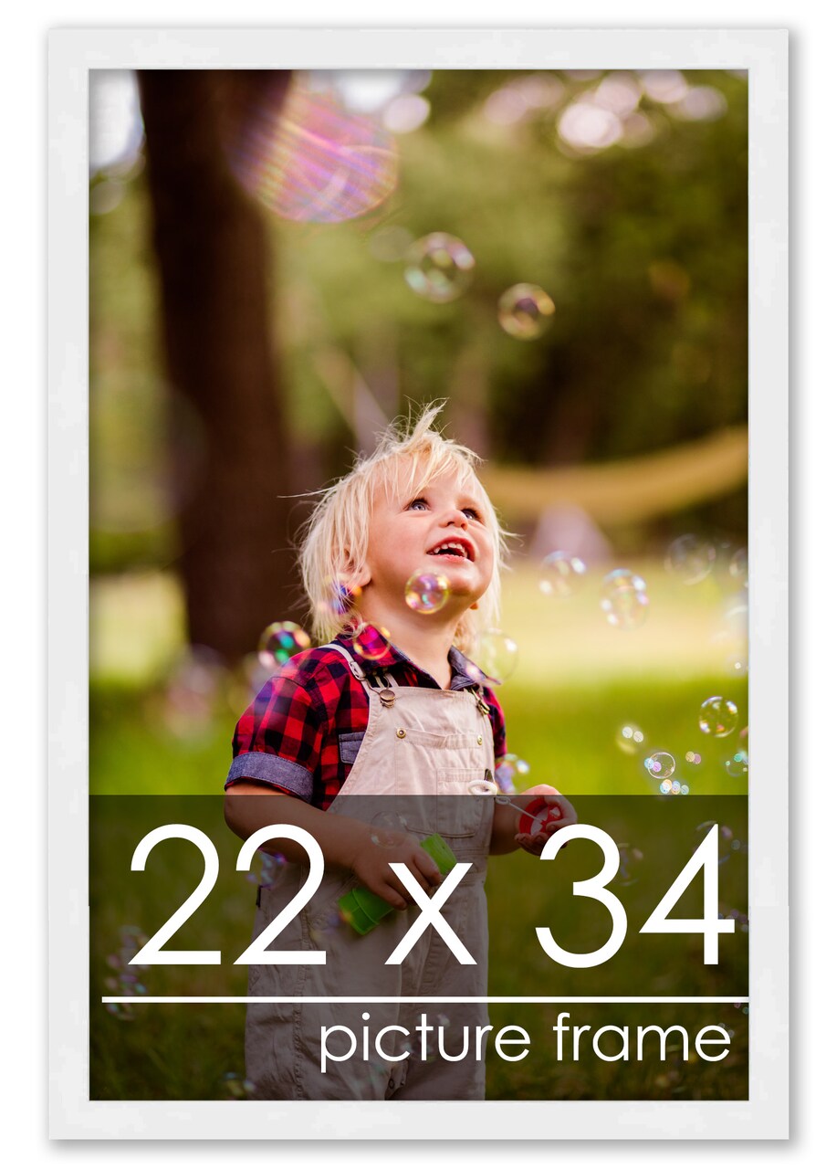 Classic Modern White Picture Frame - UV Acrylic, Foam Board Backing, Hanging Hardware